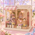 tavlsoria™ Petal & Parcel Flower Shop DIY Miniature House Kit for Adults, Wooden Diorama with LED Light and Shelf Decor