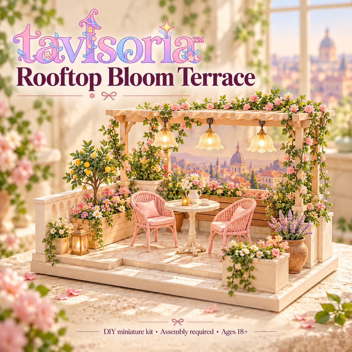 tavlsoria™ Buttercrumb Bakehouse DIY Miniature Bakery Kit for Adults, Wooden Shop Diorama with LED Display Lighting