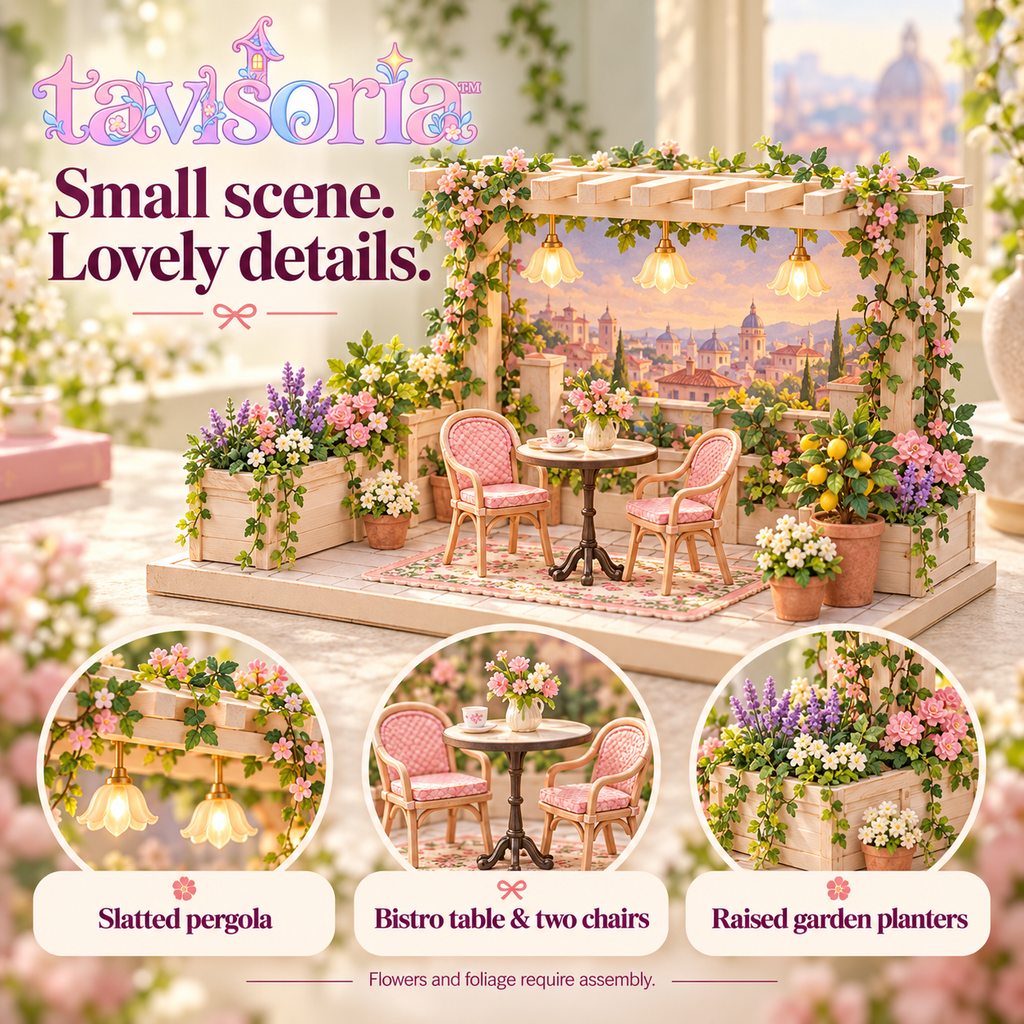 tavlsoria™ Buttercrumb Bakehouse DIY Miniature Bakery Kit for Adults, Wooden Shop Diorama with LED Display Lighting