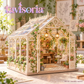 tavlsoria™ Sunlace Conservatory DIY Miniature Greenhouse Kit for Adults, Clear-Panel Garden Diorama with LED Lanterns